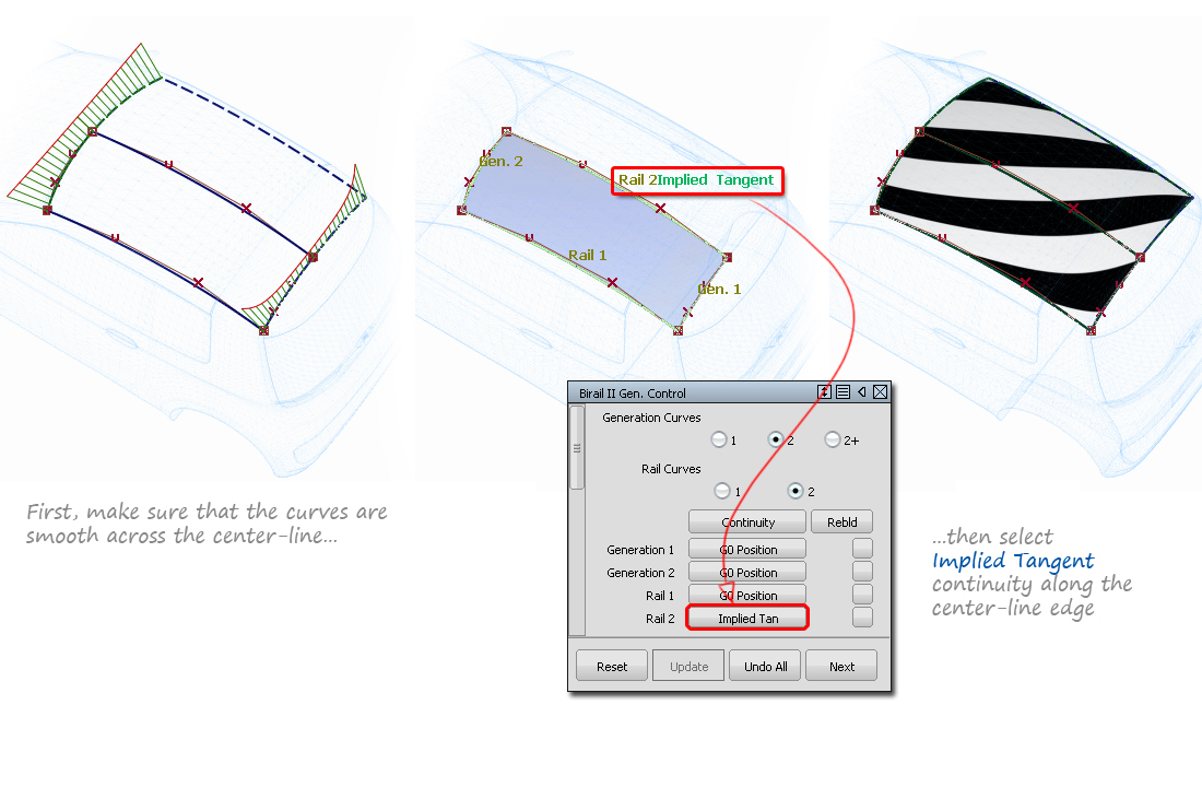 Using the Implied Tangent option in Rail and Square surfaces Using the Implied Tangent option in Rail and Square surfaces